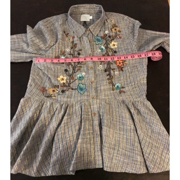 Anthropologie HD in Paris Ella Embroidered Sequin Peplum Top - Size Small - Picture 9 of 14